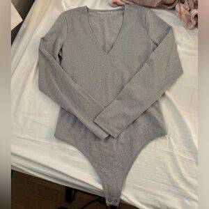 Silver Long Sleeve Abercrombie Bodysuit Size M